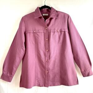 Drapers & Damons Women’s Sz M Shacket Button Up Long Sleeves Top Pink Old Rose